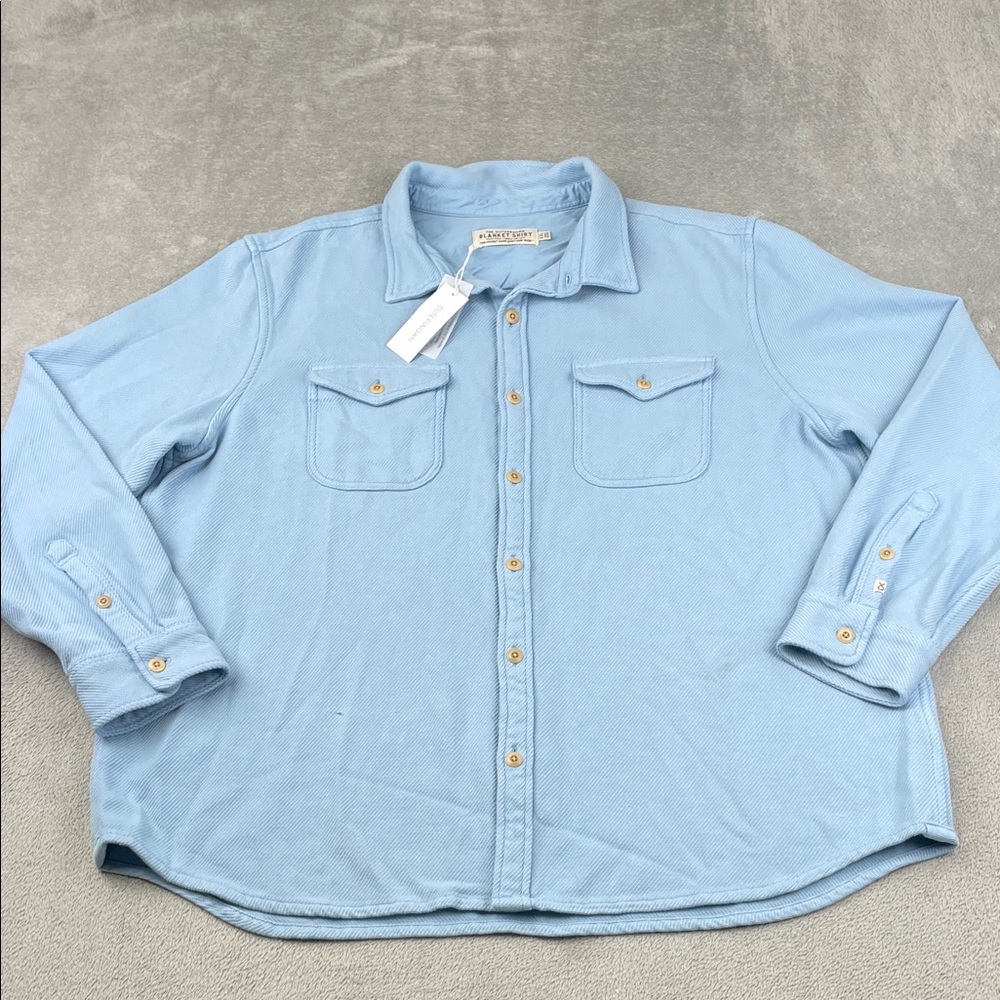 NEW Outerknown Men's XXL Blanket Shirt 100% Organic Cotton Blue FLAWS SKU?